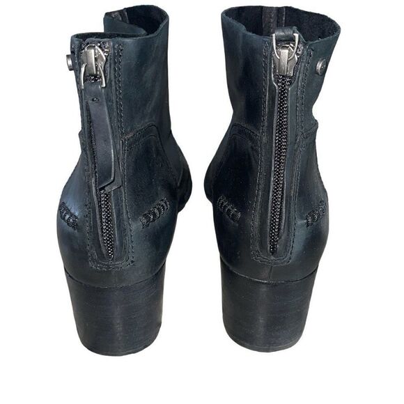 UGG Women's Bandara Leather‎ Stacked Heel Back Zipper Ankle Boot Black Size 8 - Picture 7 of 11